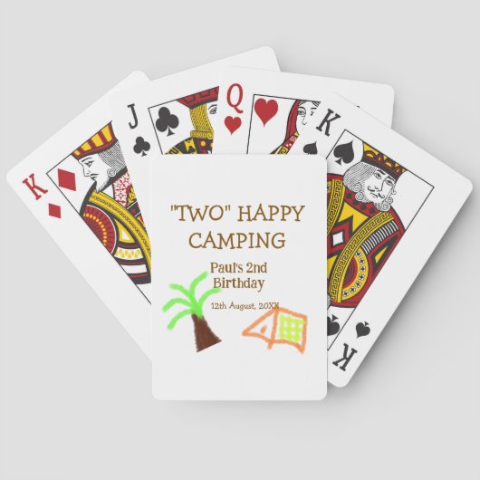 Two happy camping 2nd birthday tree camp kids pokerkaarten (Achterkant)