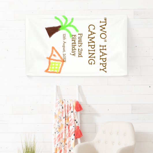 Two happy camping 2nd birthday tree camp kids spandoek (Insitu)