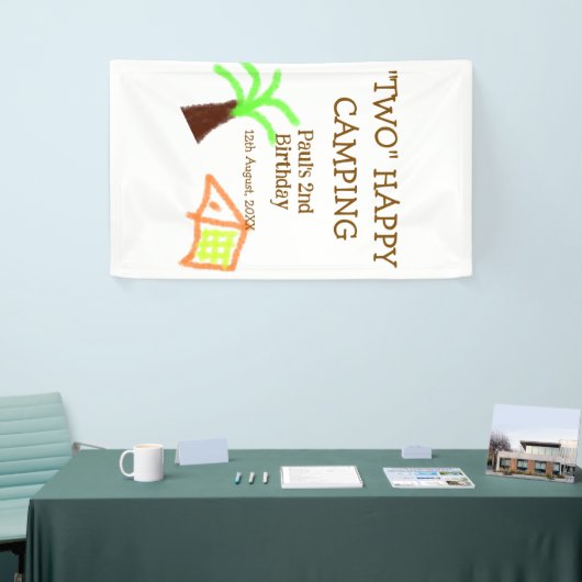 Two happy camping 2nd birthday tree camp kids spandoek (Beurs)