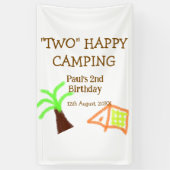Two happy camping 2nd birthday tree camp kids spandoek (Verticaal)