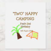 Two happy camping 2nd birthday tree camp kids wijn etiket (Enkel label)