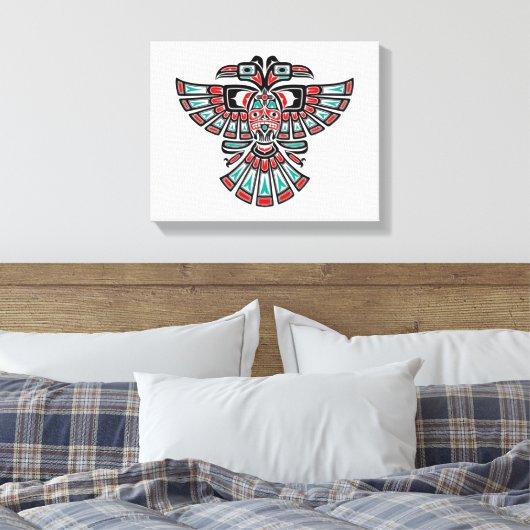 Two Headed Haida Spirit Bird op Wit Canvas Afdruk (Insitu (Slaapkamer))