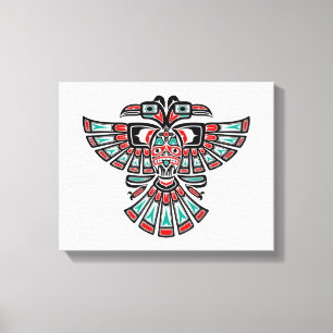 Two Headed Haida Spirit Bird op Wit Canvas Afdruk