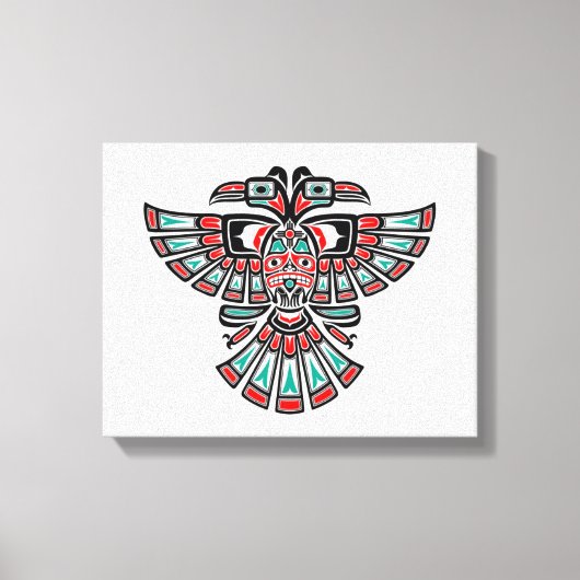 Two Headed Haida Spirit Bird op Wit Canvas Afdruk (Voorkant)