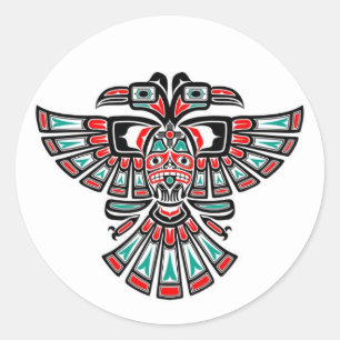 Two Headed Haida Spirit Bird op Wit Ronde Sticker