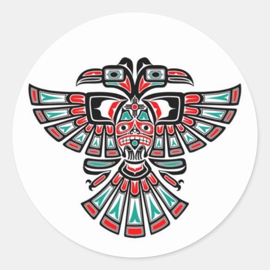 Two Headed Haida Spirit Bird op Wit Ronde Sticker (Voorkant)