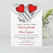 "Two Hearts as One" Valentijn Wedding Uitnodiging (Staand voorkant)