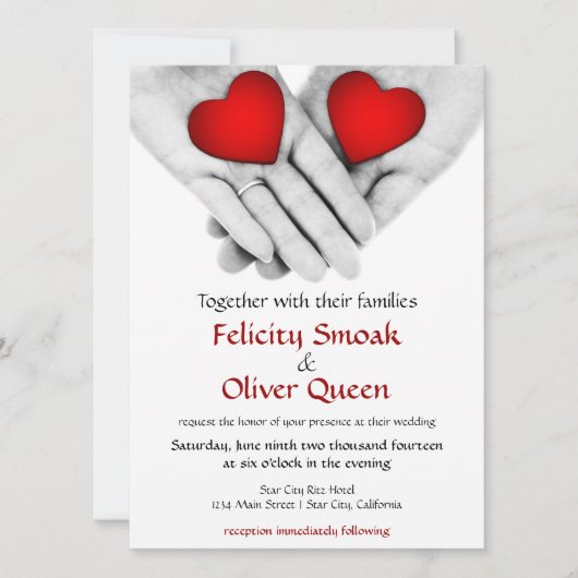 "Two Hearts as One" Valentijn Wedding Uitnodiging (Voorkant)