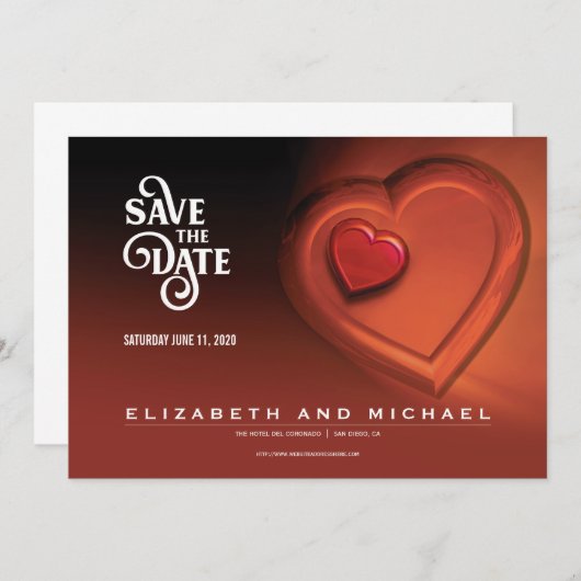 Two Hearts Beating As One (Versie 4) Save The Date (Voorkant / Achterkant)