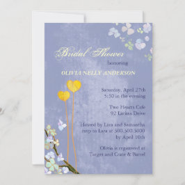 Two Hearts Blue Spring Floral Vrijgezellenfeest Kaart