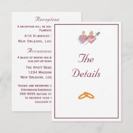 Two Hearts Burgundy Catholic Wedding  Informatiekaartje