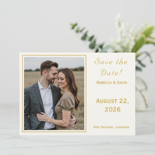 Two Hearts Catholic Flat Save The Date Card (Staand voorkant)
