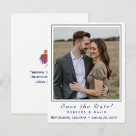 Two Hearts Catholic Flat Save The Date Card