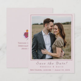 Two Hearts Catholic Flat Save The Date Card