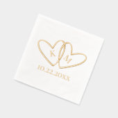 Two Hearts Couple's Initialen & Trouwdatum Eenvoud Folie Servetten (Links)