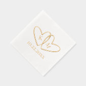 Two Hearts Couple's Initialen & Trouwdatum Eenvoud Folie Servetten (Rechts)