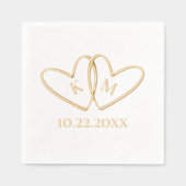 Two Hearts Couple's Initialen & Trouwdatum Eenvoud Folie Servetten (Voorkant)