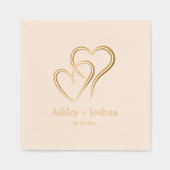 Two Hearts Custom Naam en datum bruiloft Folie Servetten (Voorkant)
