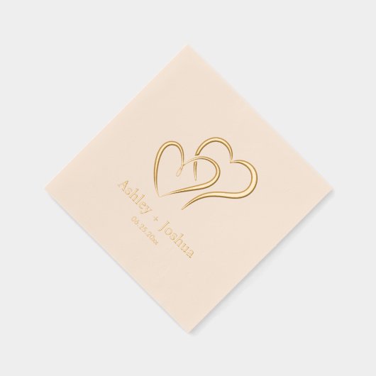 Two Hearts Custom Naam en datum bruiloft Folie Servetten (Rechts)