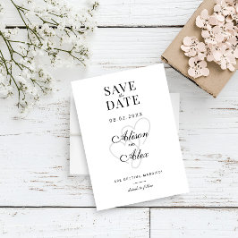 Two Hearts Elegant Script Sla de datum op Save The Date