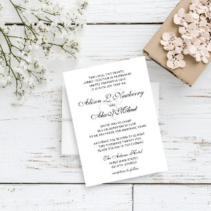 Two Hearts Elegant Script Wedding Invitation Aankondiging