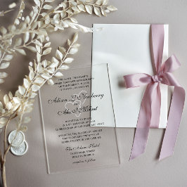 Two Hearts Elegant Script Wedding Invitation Acryl Uitnodigingen