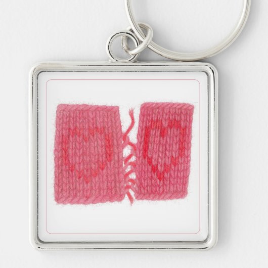 TWO HEARTS KNIT Premium Vierkante Sleutelhanger (Voorkant)