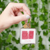 TWO HEARTS KNIT Premium Vierkante Sleutelhanger + (Hand)