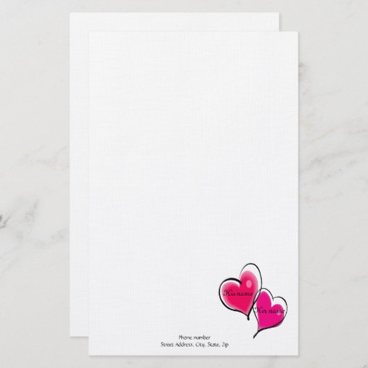 Two Hearts Letterhead Sjabloon Briefpapier (Voorkant / Achterkant)