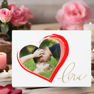Two Hearts Love Script Valentine`s Day Photo Fotoplaat