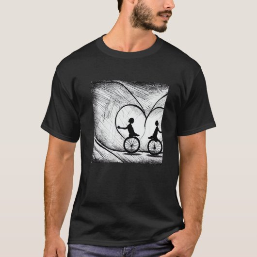 Two Hearts On Bikes - Romance On A Bicycle Premium T-shirt (Voorkant)