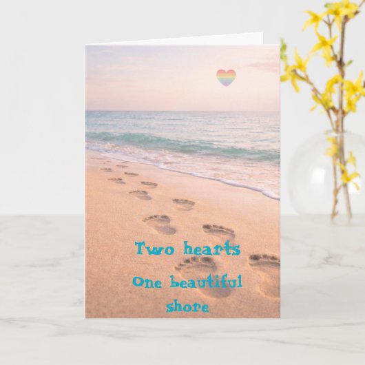 Two hearts one beautiful shore kaart (Gele Bloem)