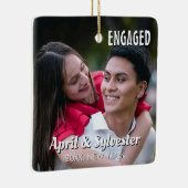 Two Hearts One Love Personalized Engagement Photo  Keramisch Ornament (Rechts)