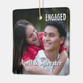 Two Hearts One Love Personalized Engagement Photo  Keramisch Ornament (Links)