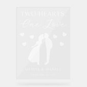 Two Hearts, One Love Personalized Wedding Acryl Bord (Voorkant)