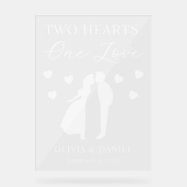 Two Hearts, One Love Personalized Wedding Acryl Bord