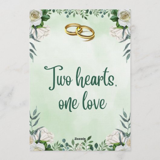 Two Hearts, One Love Wedding Invitation Kaart (Achterkant)