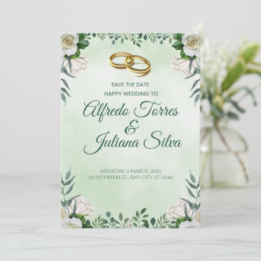 Two Hearts, One Love Wedding Invitation Kaart (Staand voorkant)