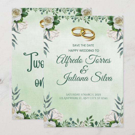 Two Hearts, One Love Wedding Invitation Kaart (Voorkant / Achterkant)