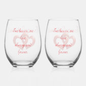 Two Hearts, One Love Wijnglas Zonder Voet (Achterkant)