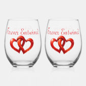 Two Hearts, One Love Wijnglas Zonder Voet (Voorkant)