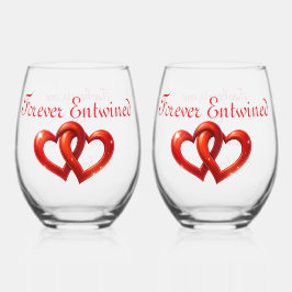 Two Hearts, One Love Wijnglas Zonder Voet