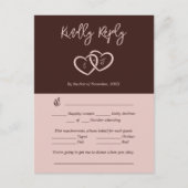 Two Hearts Red Attendance Preference RSVP-kaart Briefkaart (Voorkant)