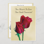 Two Hearts Two Souls Roos bruiloft uitnodiging (Voorkant / Achterkant)