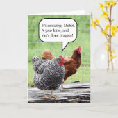 Two Hens Happy Birthday Humor Kaart (Gele Bloem)
