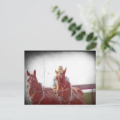 Two Horse Amish Team Faux Briefkaart (Staand voorkant)