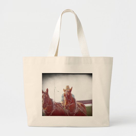 Two Horse Amish Team Faux Grote Tote Bag (Voorkant)