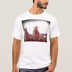Two Horse Amish Team Faux  T-shirt