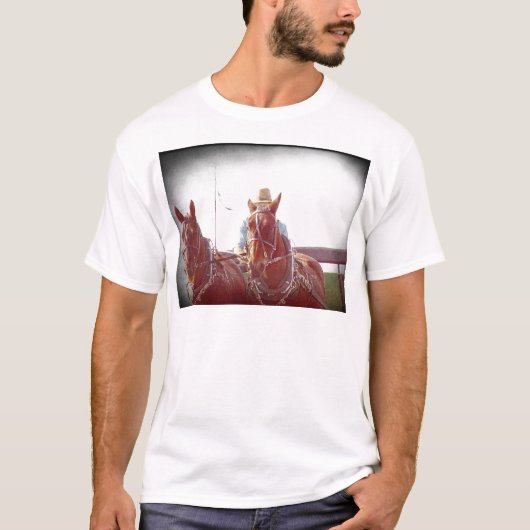 Two Horse Amish Team Faux T-shirt (Voorkant)
