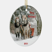 Two Horses and Sleigh in the Snow Ceramic Ornament (Rechts)